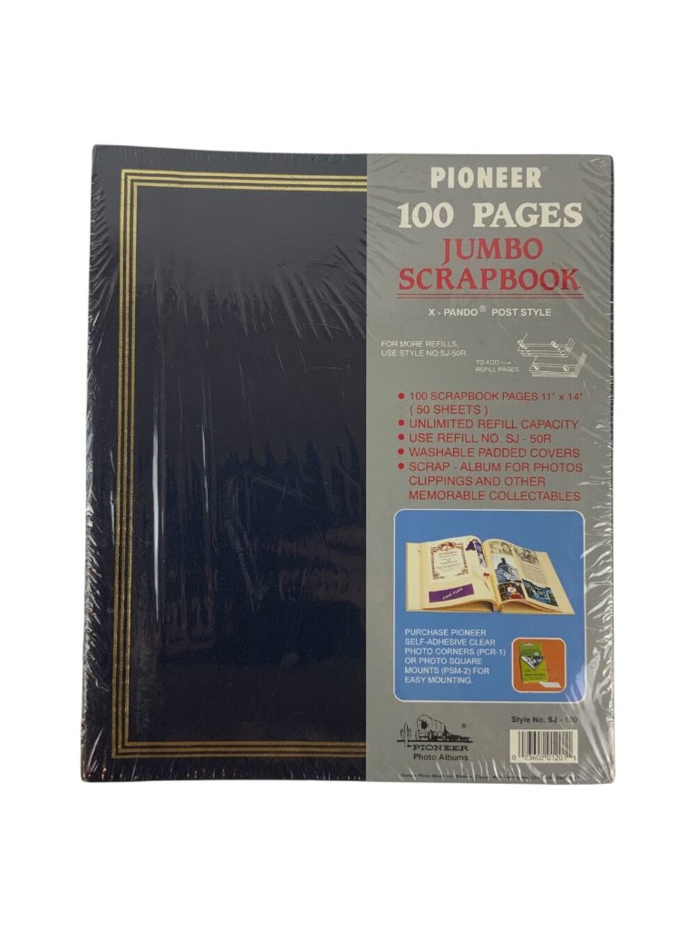Pioneer Jumbo Scrapbook Post Style 11x14 Refillable Black 100 Pages SJ-100